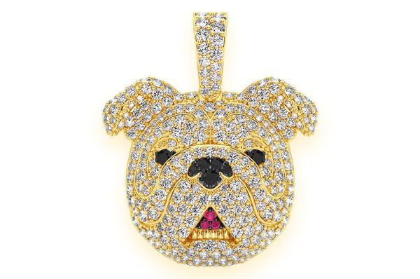 1.66ct Diamond Bulldog Pendant 18K Solid Gold