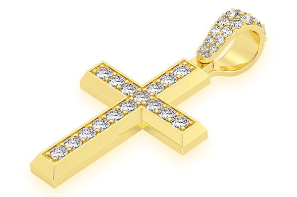 1.15ct Diamond Angled Cross Pendant 18K Solid Gold