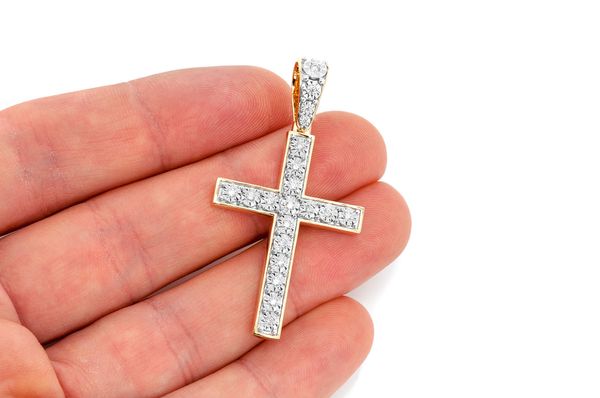 0.35ct Diamond Miracle Set Cross Pendant 18K Solid Gold