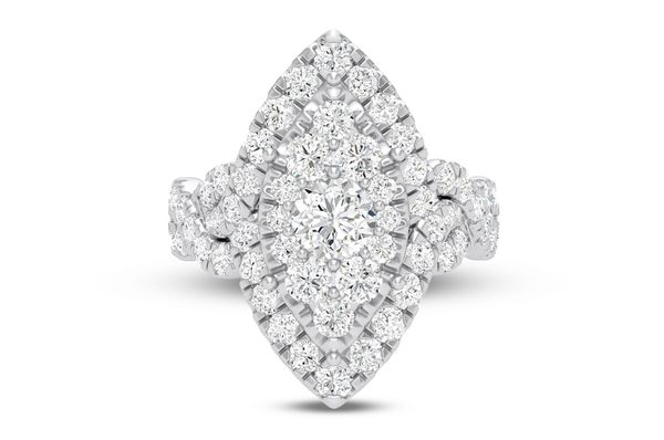 3.40ct Diamond All Natural Marquise Cluster Engagement Ring 18K White Gold