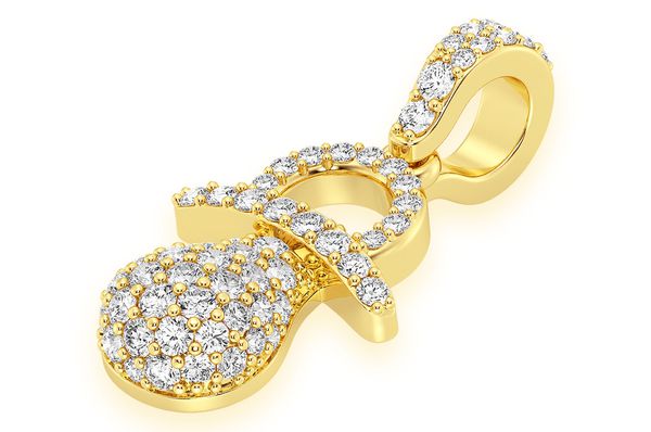 Sucette pour bébé Pendentif diamant 0,50 ct en or massif 14 carats