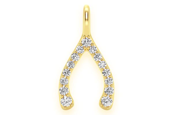 Pendentif diamant Wishbone 0,15 ct en or massif 14 carats