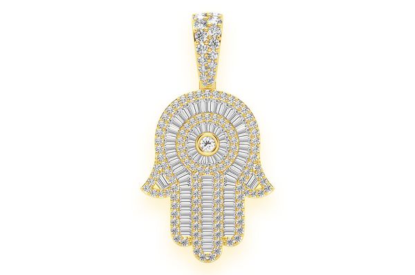2.10ct Diamond Hamsa Pendant 18K Solid Gold