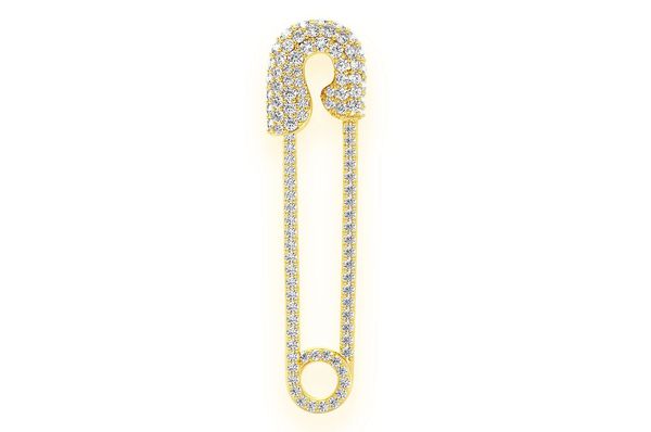 0.80ct Diamond Safety Pin Pendant 18K Solid Gold