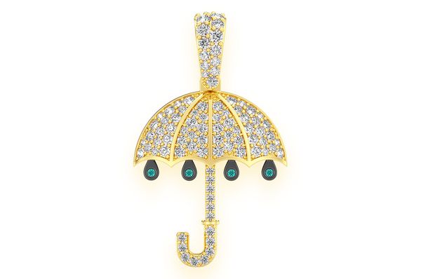 0.75ct Diamond Drip Umbrella Pendant 18K Solid Gold