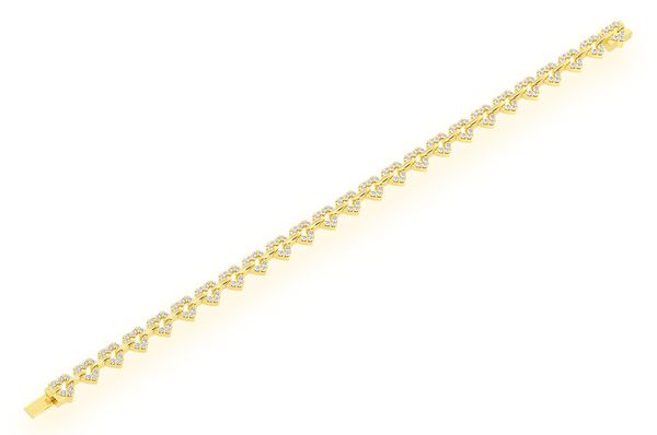 Bracelet en diamant en forme de cœur de 2,35 ct en or massif 14 carats