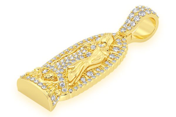 Pendentif diamant Virgin De Guadalupe 0,65 ct en or massif 14 carats