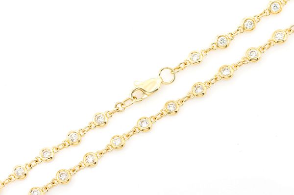 2.25ct Diamond Eternity Round Bezel Set Necklace 18K Solid Gold
