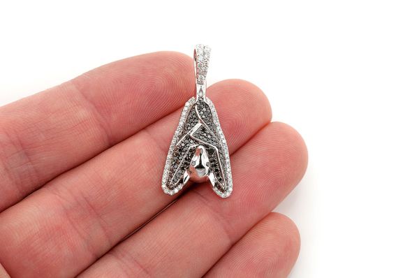 1.00ct Diamond Hanging Bat Black & White Pendant 18K Solid Gold