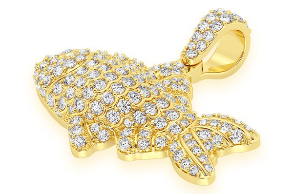 1.20ct Diamond Fish Pendant 18K Solid Gold