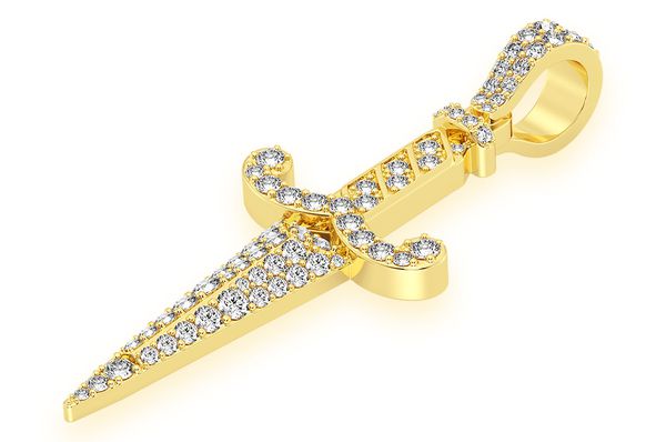 1.50ct Diamond Dagger Pendant 18K Solid Gold
