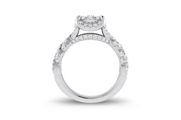 1.25ct Diamond Round Double Halo Twisted All Natural Engagement Ring 14K White Gold