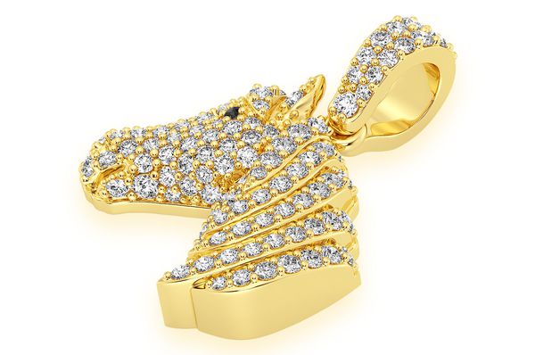 Pendentif tête de cheval diamant 0,60 ct en or massif 14 carats