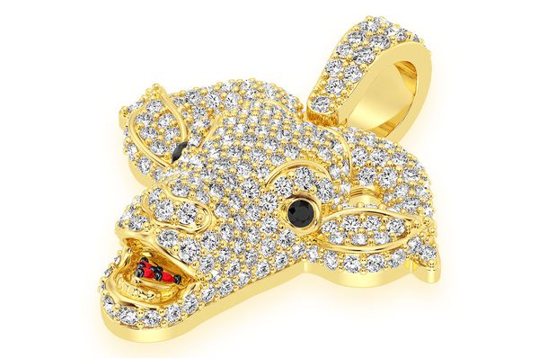 2.50ct Diamond Goat Head Pendant 18K Solid Gold