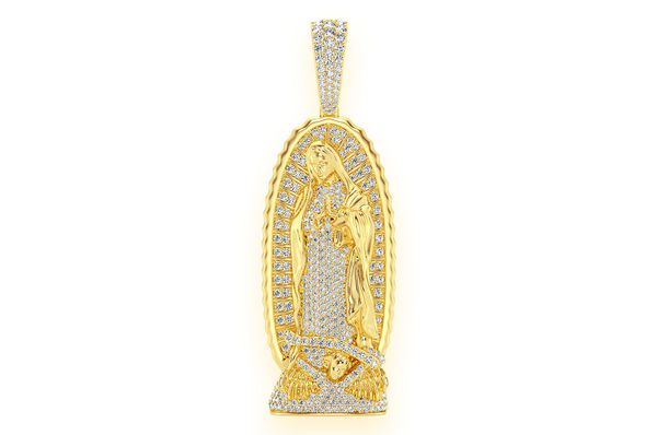 3.20ct Diamond Virgin Of Guadalupe Statue Pendant 18K Solid Gold