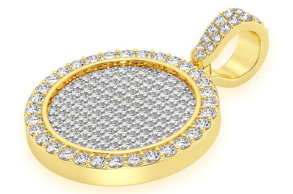 2.00ct Diamond Circle Medallion Pendant 18K Solid Gold