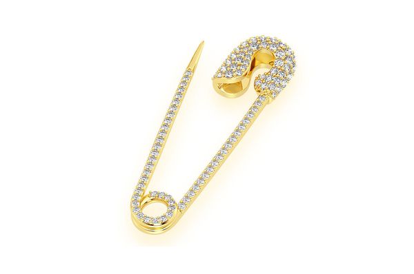 0.80ct Diamond Safety Pin Pendant 18K Solid Gold