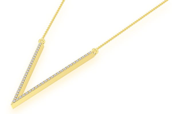 0.33ct Diamond V Connected Necklace 18K Solid Gold
