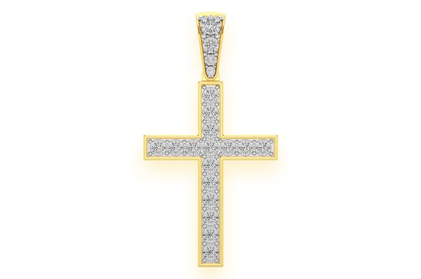 0.35ct Diamond Miracle Set Cross Pendant 18K Solid Gold