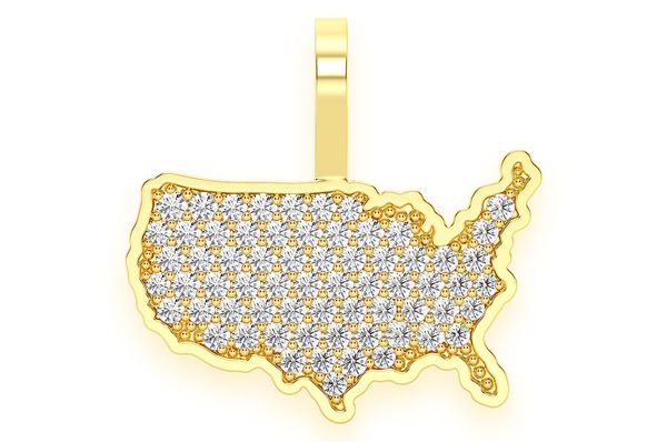 0.30ct Diamond United States Of America Pendant 18K Solid Gold