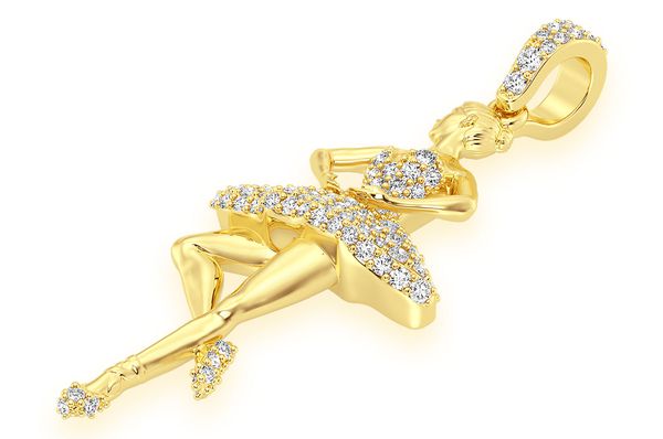 0.50ct Diamond Dancing Ballerina Pendant 18K Solid Gold