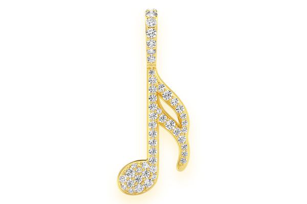 0.50ct Diamond Semiquaver Musical Note Pendant 18K Solid Gold
