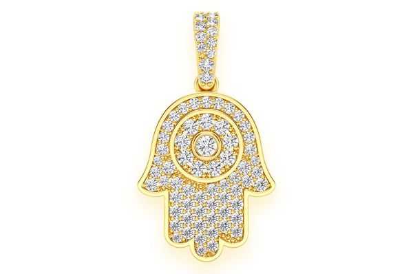 Pendentif diamant Hamsa 0,45 ct en or massif 14 carats