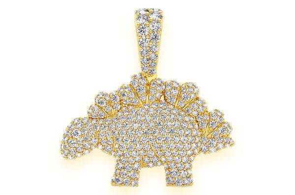 2.35ct Diamond Dinosaur Pendant 18K Solid Gold