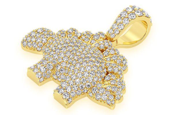 2.35ct Diamond Dinosaur Pendant 18K Solid Gold