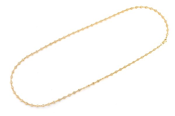 2.25ct Diamond Eternity Round Bezel Set Necklace 18K Solid Gold