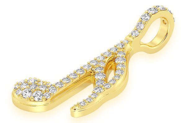 0.50ct Diamond Semiquaver Musical Note Pendant 18K Solid Gold