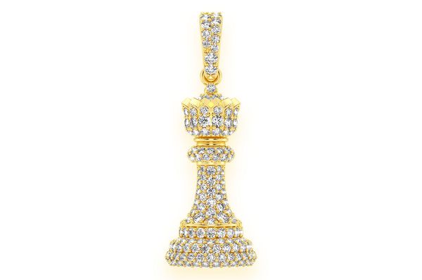 Pendentif en diamant Queen Chess Piece 0,75 ct en or massif 14 carats