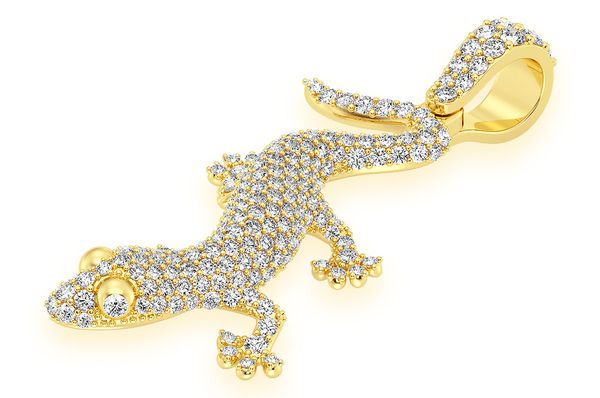 Pendentif diamant lézard 1,00 ct en or massif 14 carats
