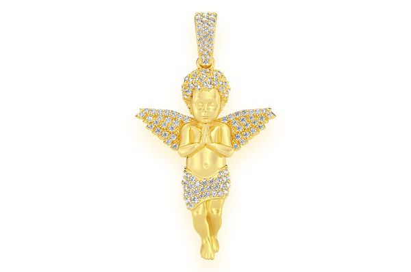 Pendentif diamant ange priant 0,50 ct en or massif 14 carats