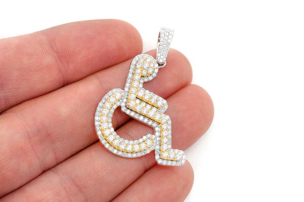 2.65ct Diamond Wheelchair Pendant 18K Solid Gold