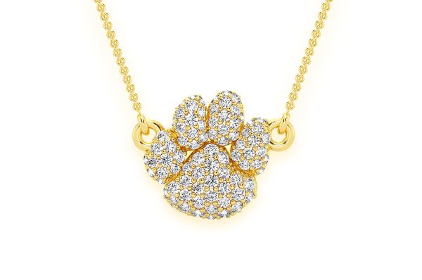 Collier de diamants Dog Paw 0,35 ct connecté en or massif 14 carats