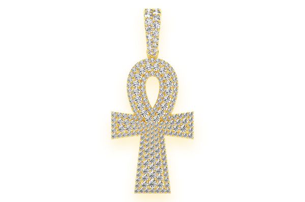 2.10ct Diamond Ankh Double Layer Pendant 18K Solid Gold