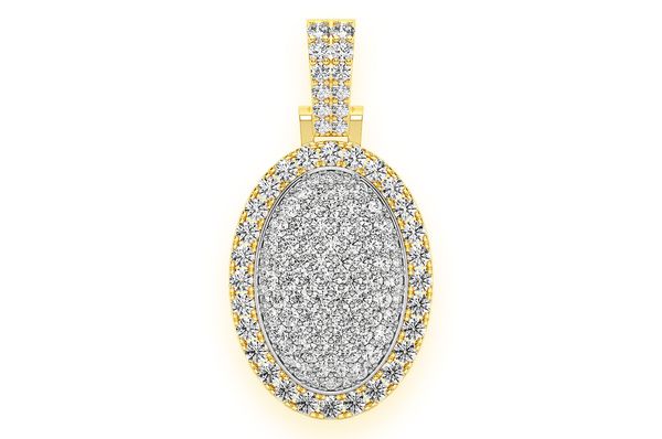 2.50ct Diamond Oval Pillow Double Layer Pendant 18K Solid Gold