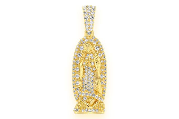 Pendentif diamant Virgin De Guadalupe 0,65 ct en or massif 14 carats