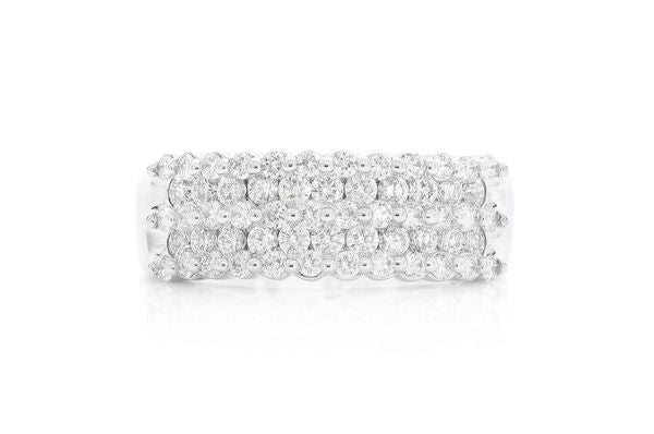 1.00ct Diamond 5 Row Shared Prong Ring 18K Solid Gold