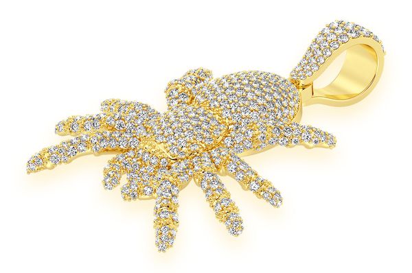 4.00ct Diamond Spider Crawling Pendant 18K Solid Gold