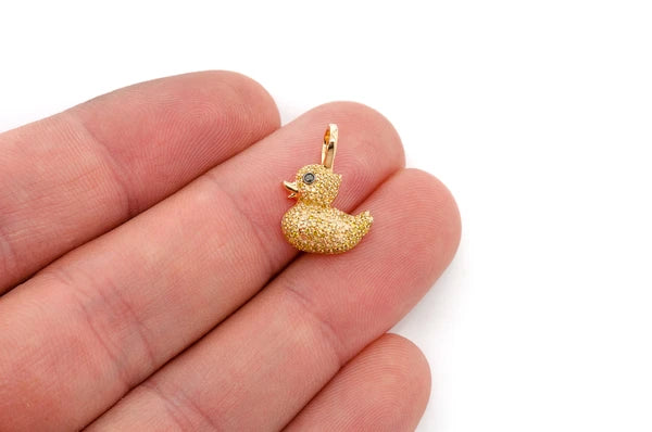 Erkals Jewellers Yellow Rubber Duck Pendant 18K Gold Diamond 0.40ctw