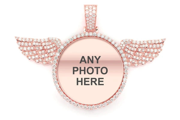 Erkals Jewellers Round Picture Pendant With Wings 18K Gold Diamond 3.00ctw