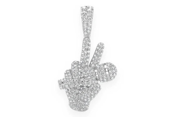 Erkals Jewellers Peace Sign Mic Pendant 18K Gold Diamond 2.65ctw