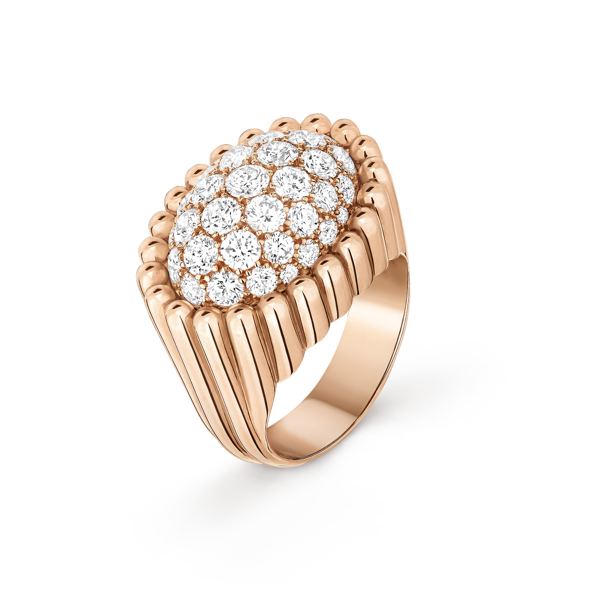 Van Cleef & Arpels Perlée Diamonds Pavé Ring 18K Rose Gold