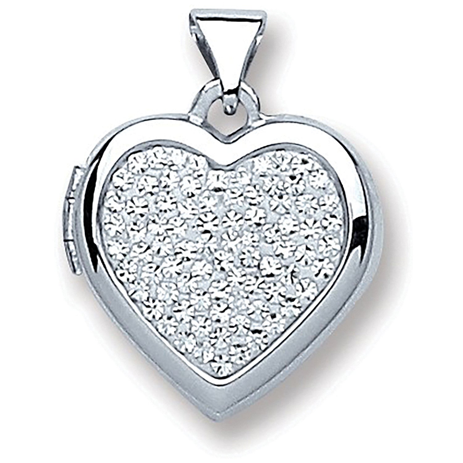 Silver Heart all Crystals Locket