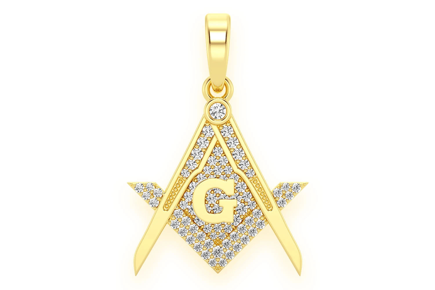 Erkals Jewellers Masonic Symbol G Freemason Pendant 18K Gold 0.45ctw