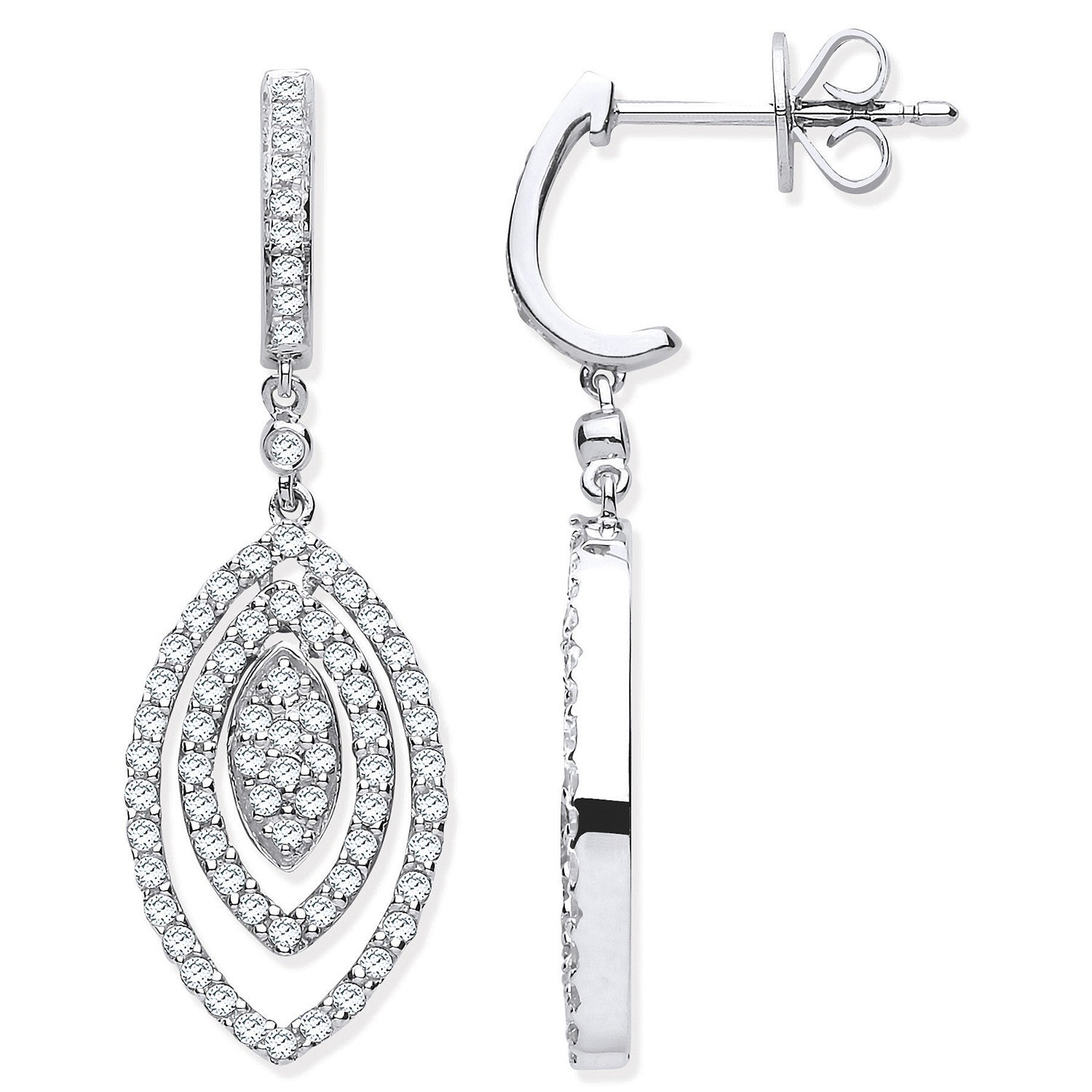 9ct White Gold 1.00ct Diamond Drop Earrings