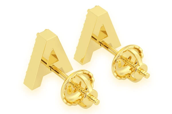 Erkals Jewellers Mini Any Letter Stud Earrings 18K Gold 0.10ctw