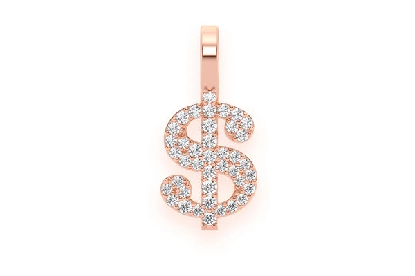 Erkals Jewellers US Dollar Sign Pendant 18K Gold Diamond 0.20ctw